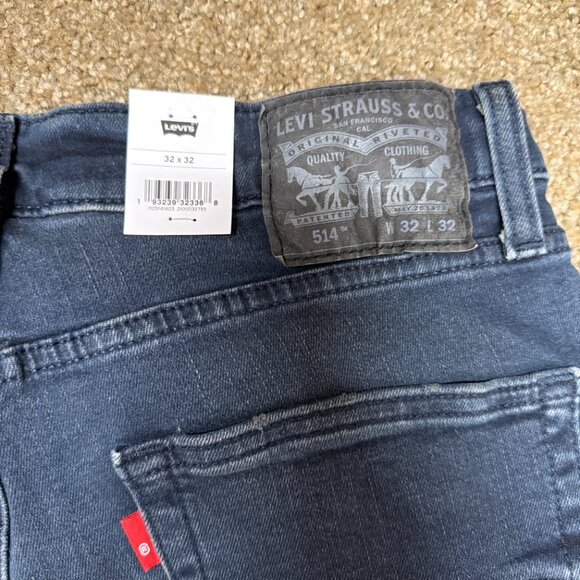 Levi's 514 Flex Straight Leg Jeans Mens 32x32 Blue Denim Cotton Stretch Low Rise - Picture 14 of 16